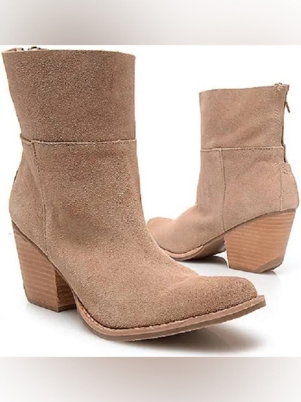 Matisse Anthropologie Shamus Taupe Suede Almond Toe Booties 9